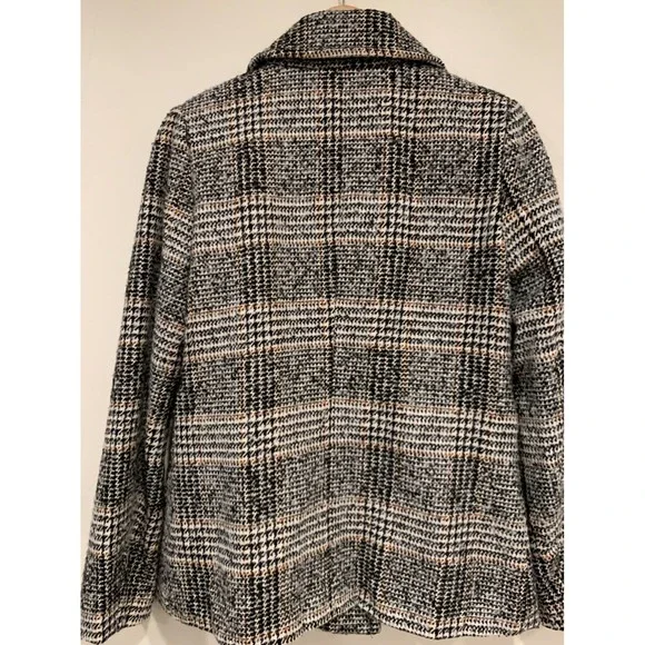 VNTG Maralyn & Me Plaid Pea Coat Dark Academia Tweed Jacket Brown Grey S - Picture 9 of 9